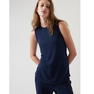 Athleta Breezy Muscle Tank Blue High Neck Modal Blend Lightweight Women's XS